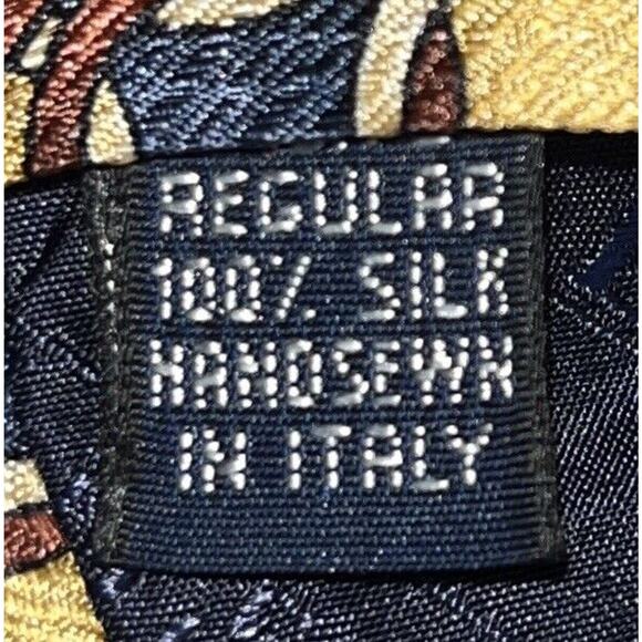 Lands' End Men's Ties Set Of Two 100% Silk Neck Ties Geometric Blue Yellow EUC - Picture 10 of 10